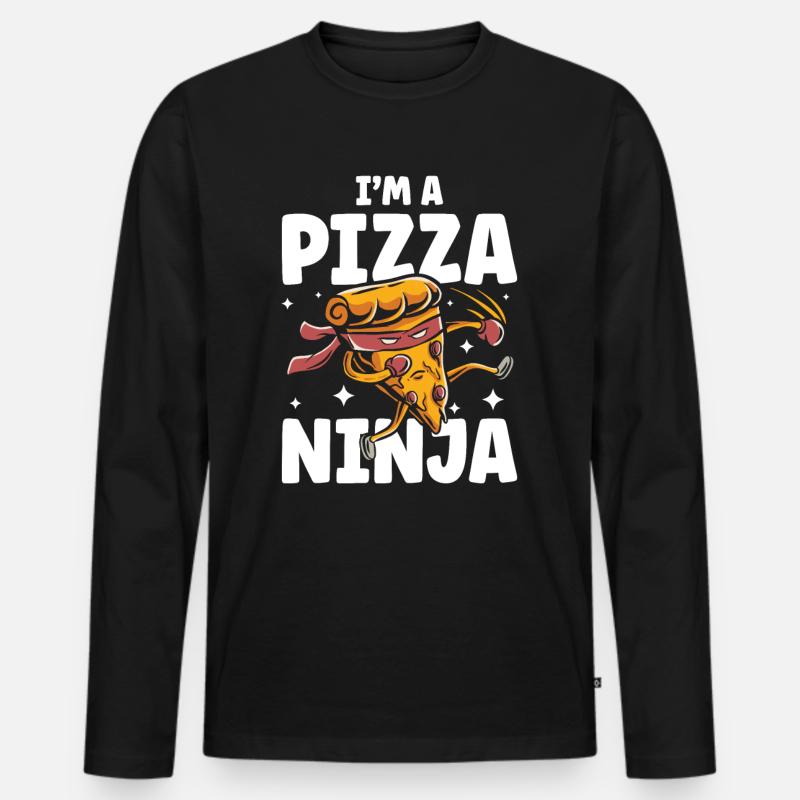 I'm A Pizza Ninja - Männer Premium Bio Langarmshirt - Schwarz