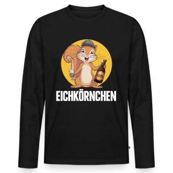Eichkörnchen Eichhörnchen mit Korn - Männer Premium Bio Langarmshirt - Schwarz - Vorne - Nico (187cm)