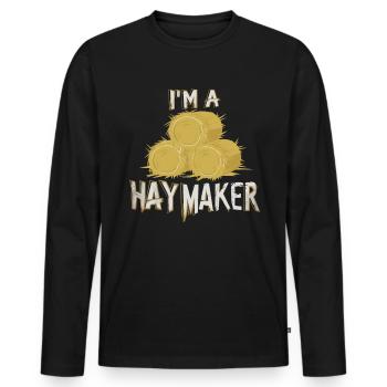 Lustiger Heumacher Bauernhof Lebensstil Heu - Männer Premium Bio Langarmshirt - Schwarz - Vorne - Nico (187cm)