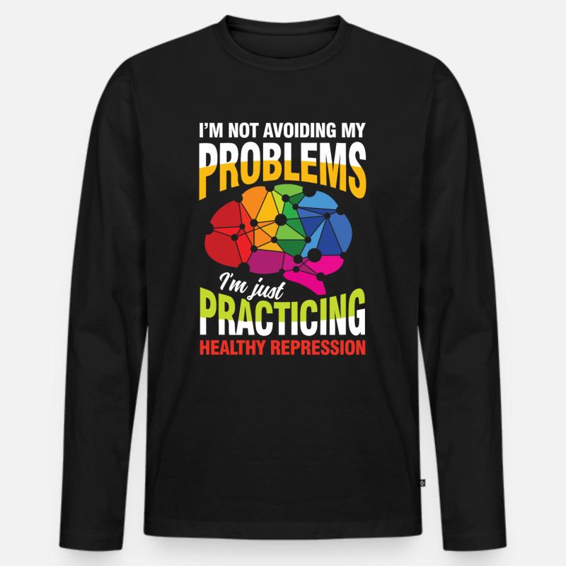 I'm not avoiding my problems - Männer Premium Bio Langarmshirt - Schwarz
