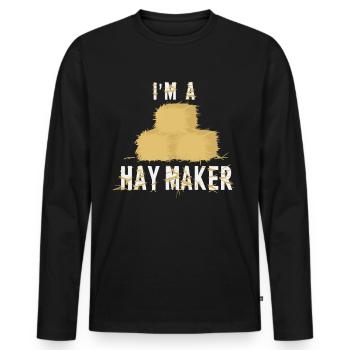 Lustiger Heumacher Bauernhof Lebensstil Heu - Männer Premium Bio Langarmshirt - Schwarz - Vorne - Nico (187cm)