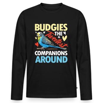 Budgies The Tweetest Companions Around - Männer Premium Bio Langarmshirt - Schwarz - Vorne - Nico (187cm)