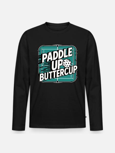 Pickleball Paddle Up Buttercup - Männer Premium Bio Langarmshirt - Schwarz