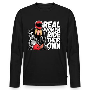 Real Women Ride Their Own für eine - Männer Premium Bio Langarmshirt - Schwarz - Vorne - Nico (187cm)