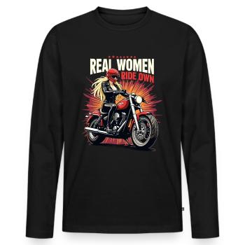 Real Women Ride Their Own für eine - Männer Premium Bio Langarmshirt - Schwarz - Vorne - Nico (187cm)