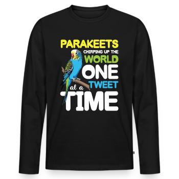 Parakeets Chirping Up The World One Tweet - Männer Premium Bio Langarmshirt - Schwarz - Vorne - Nico (187cm)