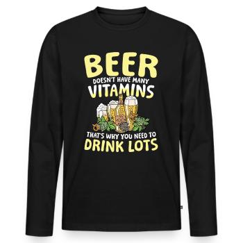 Beer doesn't have many vitamins - Männer Premium Bio Langarmshirt - Schwarz - Vorne - Nico (187cm)