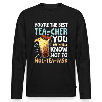 You’re The Best Tea-cher für einen Bubble Tea - Männer Premium Bio Langarmshirt - Schwarz - Vorne - Nico (187cm)