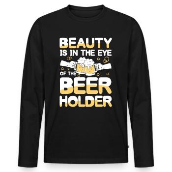 Beauty is in the eye of the beer holder - Männer Premium Bio Langarmshirt - Schwarz - Vorne - Nico (187cm)