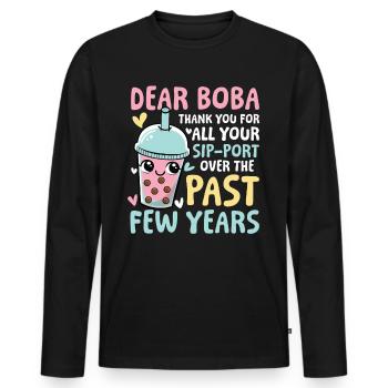 Lustiger Bubble Tea Spruch für einen Bubble Tea - Männer Premium Bio Langarmshirt - Schwarz - Vorne - Nico (187cm)