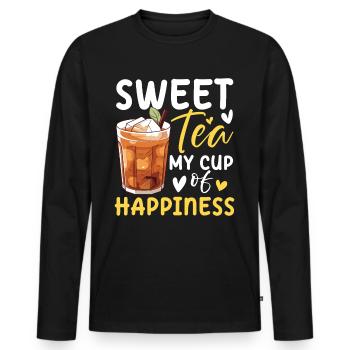 Sweet Tea My Cup Of Happiness für einen - Männer Premium Bio Langarmshirt - Schwarz - Vorne - Nico (187cm)
