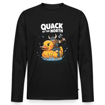 Wikinger-Krieger reitet Gummiente für Männer - Männer Premium Bio Langarmshirt - Schwarz - Vorne - Nico (187cm)