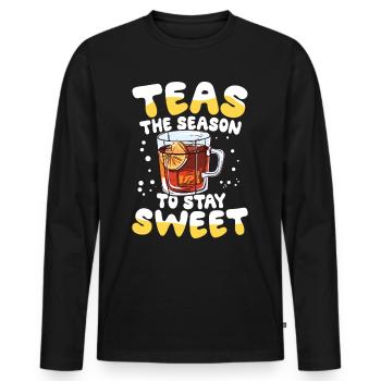 Teas The Season To Stay Sweet für einen - Männer Premium Bio Langarmshirt - Schwarz - Vorne - Nico (187cm)