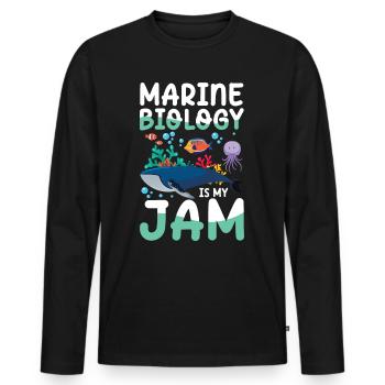 Marine Biology Is My Jam - Männer Premium Bio Langarmshirt - Schwarz - Vorne - Nico (187cm)