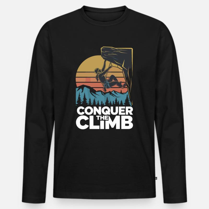 Conquer The Climb - Männer Premium Bio Langarmshirt - Schwarz