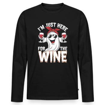 Lustiges Halloween-Geist-Design Weinliebhaber - Männer Premium Bio Langarmshirt - Schwarz - Vorne - Nico (187cm)