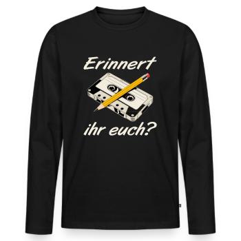 Cassette d’enfance Rewind Nostalgie - T-shirt manches longues Premium bio Homme - noir - Devant - Nico (187cm)