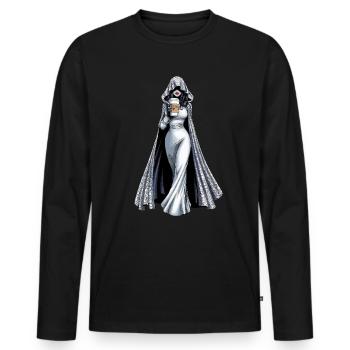 Femme fantomatique avec inspiration café - T-shirt manches longues Premium bio Homme - noir - Devant - Nico (187cm)