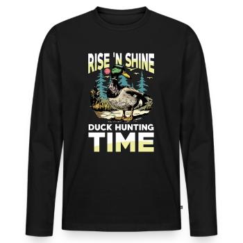 Duck hunters shoot heavier loads flag - Men's Premium Organic Long Sleeve Shirt - black - Front - Nico (187cm)