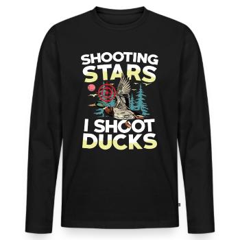 Duck hunters shoot heavier loads flag - Men's Premium Organic Long Sleeve Shirt - black - Front - Nico (187cm)