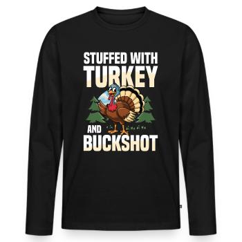 Aventure de chasse à la dinde : Je veux juste chasser la dinde - T-shirt manches longues Premium bio Homme - noir - Devant - Nico (187cm)