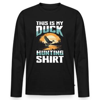 Duck hunters shoot heavier loads flag - Men's Premium Organic Long Sleeve Shirt - black - Front - Nico (187cm)