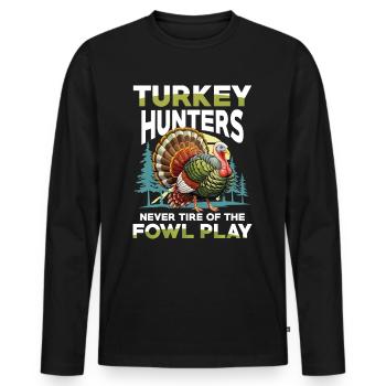 Aventure de chasse à la dinde : Je veux juste chasser la dinde - T-shirt manches longues Premium bio Homme - noir - Devant - Nico (187cm)