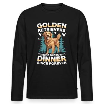 Golden Retriever : les chiens de chasse au canard par excellence - T-shirt manches longues Premium bio Homme - noir - Devant - Nico (187cm)