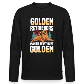 Golden Retriever : les chiens de chasse au canard par excellence - T-shirt manches longues Premium bio Homme - noir - Devant - Nico (187cm)