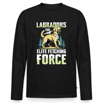 Chasse au Labrador - T-shirt manches longues Premium bio Homme - noir - Devant - Nico (187cm)