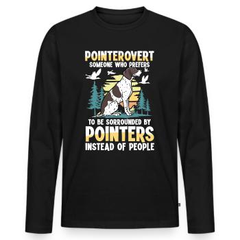 Chasseur avec son chien de chasse - T-shirt manches longues Premium bio Homme - noir - Devant - Nico (187cm)