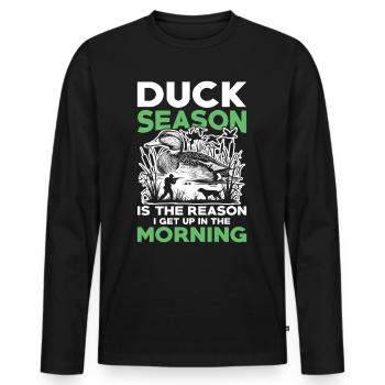 Duck hunters shoot heavier loads flag - Men's Premium Organic Long Sleeve Shirt - black - Front - Nico (187cm)