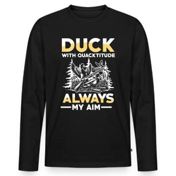 Duck hunters shoot heavier loads flag - Men's Premium Organic Long Sleeve Shirt - black - Front - Nico (187cm)