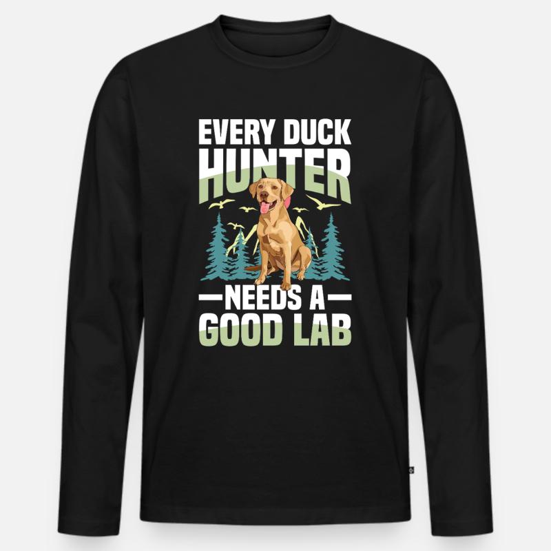 Jagd Mit Labrador - Männer Premium Bio Langarmshirt - Schwarz