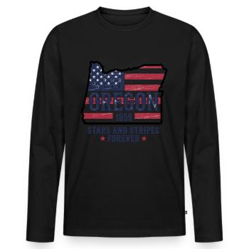 Oregon 1859 Stars and Stripes Forever - Men's Premium Organic Long Sleeve Shirt - black - Front - Nico (187cm)