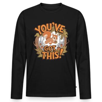 Du Schaffst Das! Eichhörnchen Mit Eichel - Männer Premium Bio Langarmshirt - Schwarz - Vorne - Nico (187cm)