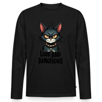 Laute Katze Musik Laut Gefährlich - Männer Premium Bio Langarmshirt - Schwarz - Vorne - Nico (187cm)