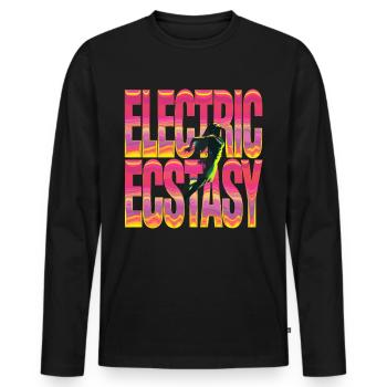 Electric Ecstasy Tanzende Silhouette in Lebhaften - Männer Premium Bio Langarmshirt - Schwarz - Vorne - Nico (187cm)
