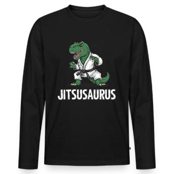 Jitsusaurus Dinosaurier Judo Kampfsportart - Männer Premium Bio Langarmshirt - Schwarz - Vorne - Nico (187cm)