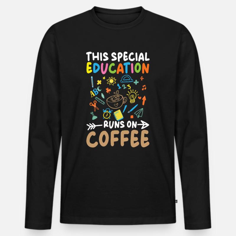 Diese Sonderpädagogik Läuft Mit Kaffee - Männer Premium Bio Langarmshirt - Schwarz