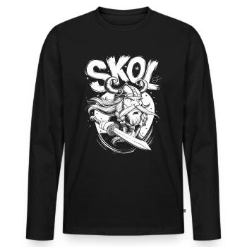 Skol guerrier viking avec épée et casque en - T-shirt manches longues Premium bio Homme - noir - Devant - Nico (187cm)