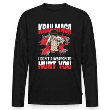 Krav Maga Fighter Statement I Don't A Weapon To - Men's Premium Organic Long Sleeve Shirt - black - Front - Nico (187cm)
