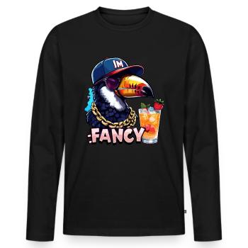 Fancy Tropen-Tukan mit Stil - Männer Premium Bio Langarmshirt - Schwarz - Vorne - Nico (187cm)