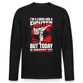 Ich Bin Ein Liebhaber Und Ein Kämpfer Aber Heute - Männer Premium Bio Langarmshirt - Schwarz - Vorne - Nico (187cm)