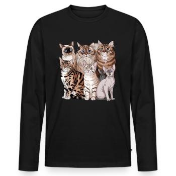 Verschiedene Katzenrassen Illustration - Männer Premium Bio Langarmshirt - Schwarz - Vorne - Nico (187cm)
