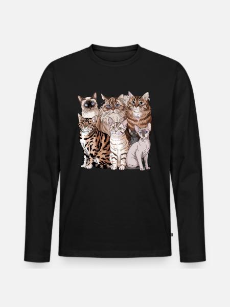 Different cat breeds illustration - Men's Premium Organic Long Sleeve Shirt - black