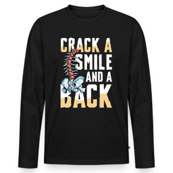 Craquez Un Sourire Et Un Dos Dos Humour - T-shirt manches longues Premium bio Homme - noir - Devant - Nico (187cm)