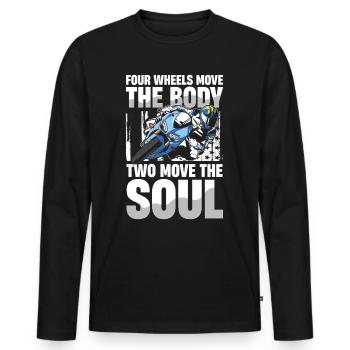 Vier Räder Bewegen Den Körper, Zwei Bewegen Die - Männer Premium Bio Langarmshirt - Schwarz - Vorne - Nico (187cm)