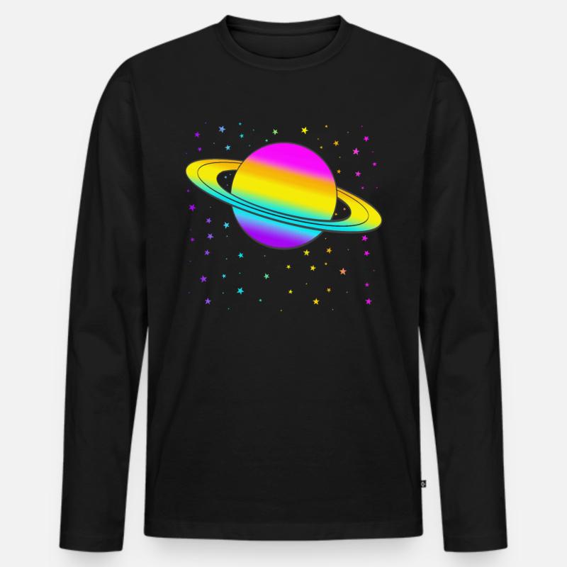 Saturn - Männer Premium Bio Langarmshirt - Schwarz