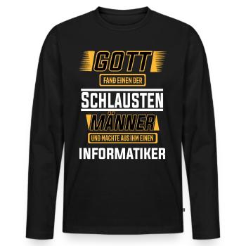 Informatiker, einer der schlausten Männer der Welt - Männer Premium Bio Langarmshirt - Schwarz - Vorne - Nico (187cm)